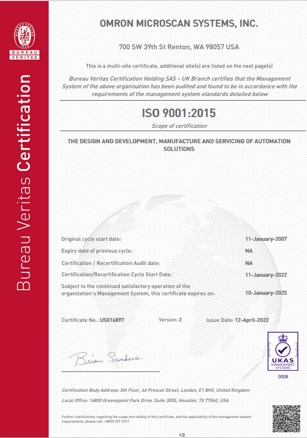 ISO 9001 Microscan